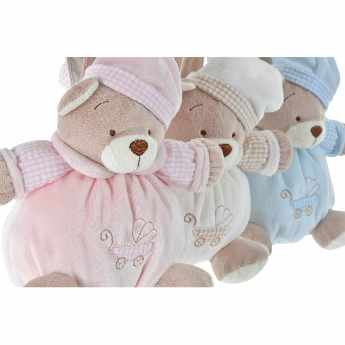 Teddybär DKD Home Decor Beige Hellblau Rosa Musik Kinder 19 x 12 x 20 cm 3er-Set