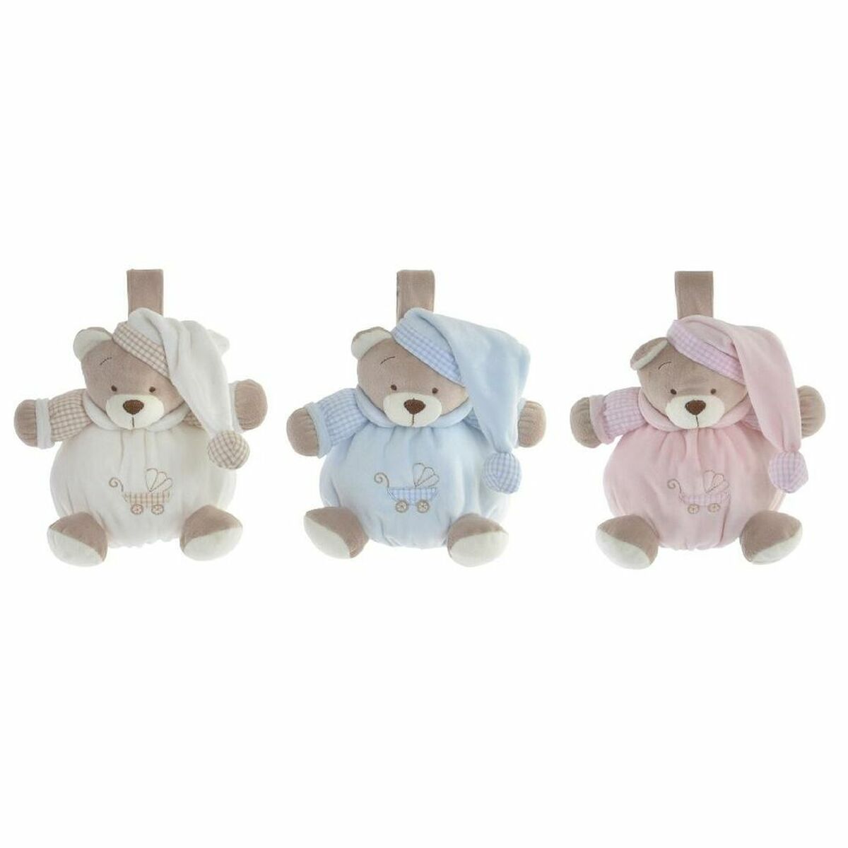 Teddybär DKD Home Decor Beige Hellblau Rosa Musik Kinder 19 x 12 x 20 cm 3er-Set