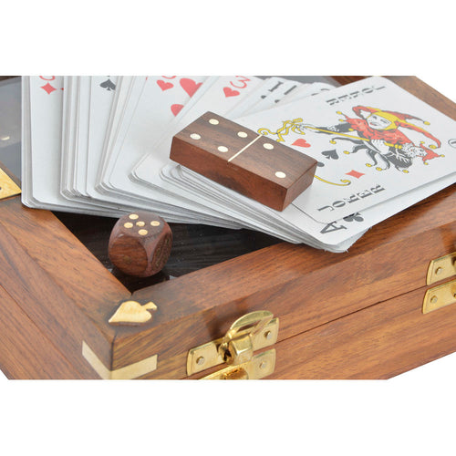 Brettspiel DKD Home Decor Sheesham Kristall Messing 17 x 17 x 5,5 cm Gold Braun