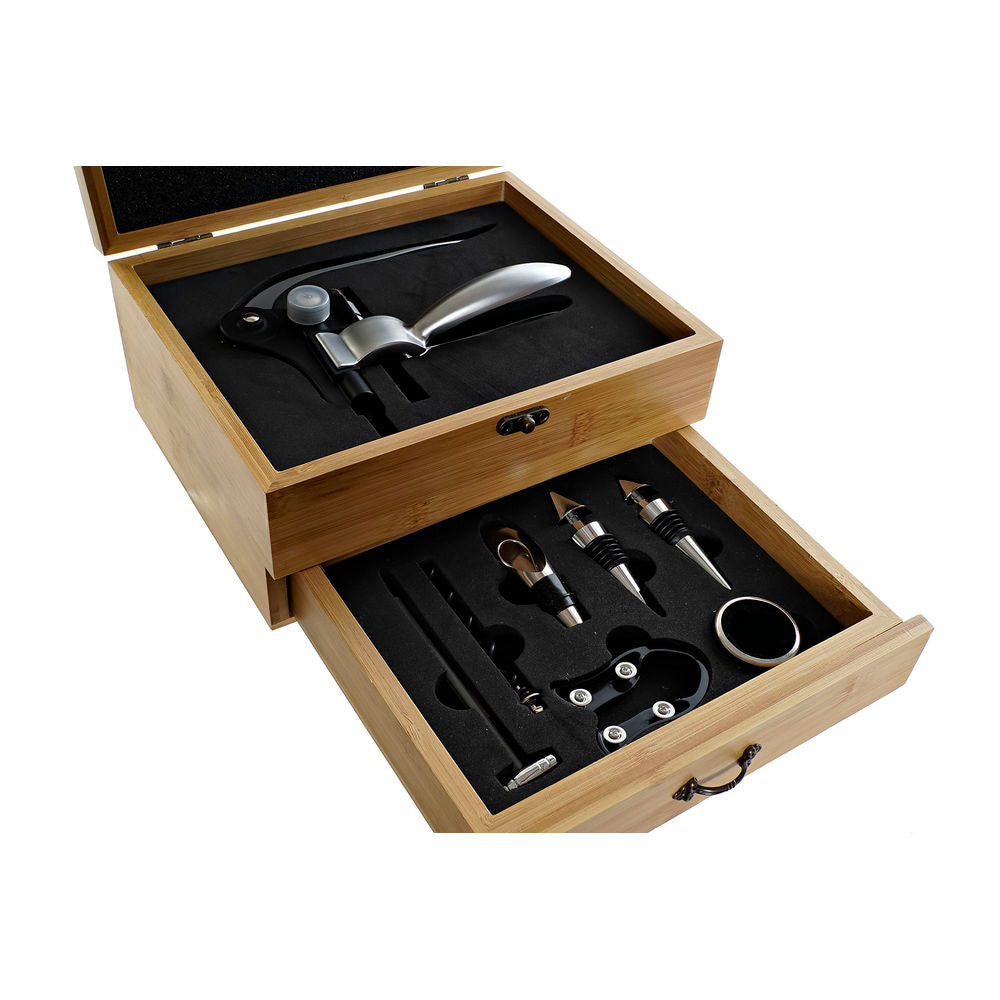 Weinzubehör-Set DKD Home Decor Bambus Edelstahl Hellbraun 8-teilig 26 x 22 x 13 cm