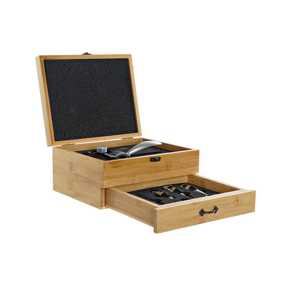 Weinzubehör-Set DKD Home Decor Bambus Edelstahl Hellbraun 8-teilig 26 x 22 x 13 cm