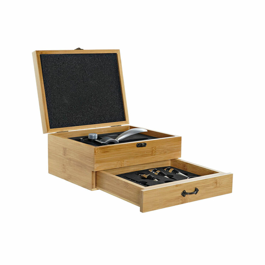 Weinzubehör-Set DKD Home Decor Bambus Edelstahl Hellbraun 8-teilig 26 x 22 x 13 cm