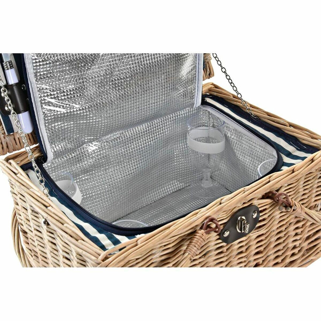 Picknickkorb DKD Home Decor Weide Keramik Blau Natur 41 x 33 x 23 cm für 4 Personen