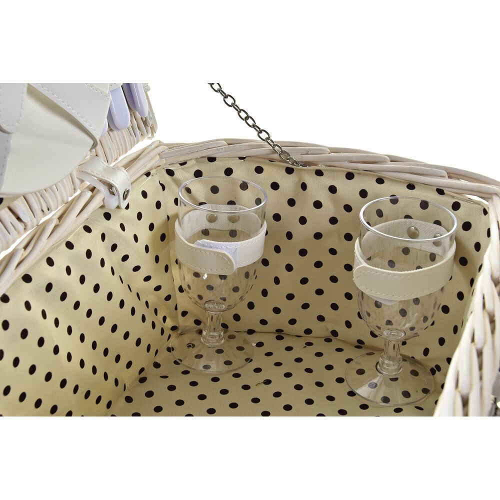 Picknickkorb DKD Home Decor Weide Beige Weiß 44 x 28 x 19 cm für 4 Personen