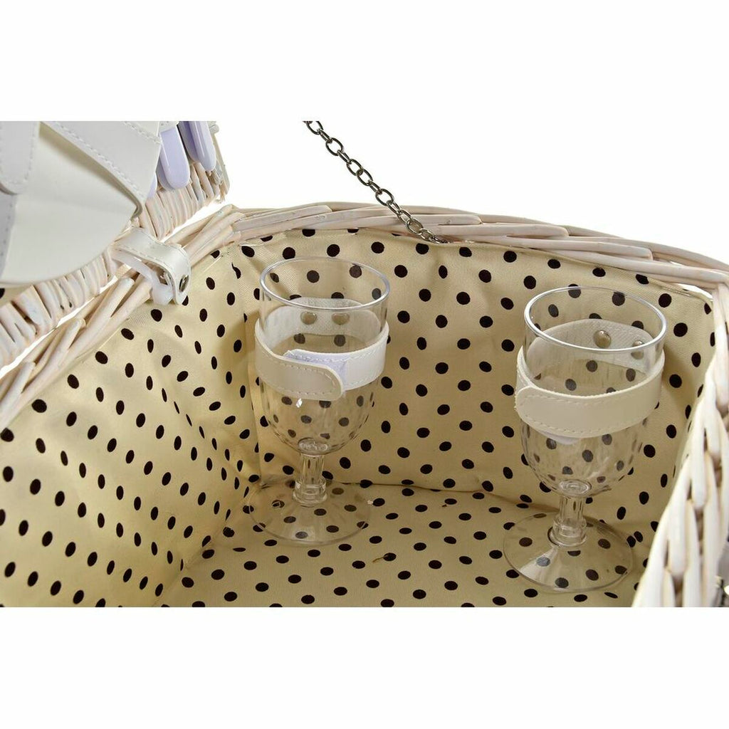 Picknickkorb DKD Home Decor Weide Beige Weiß 44 x 28 x 19 cm für 4 Personen