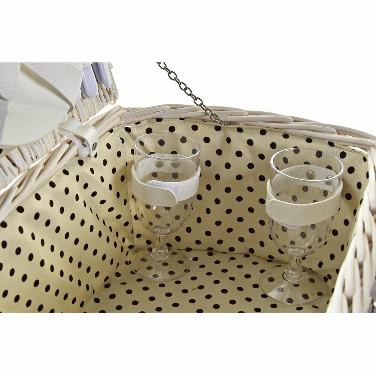 Picknickkorb DKD Home Decor Weide Beige Weiß 44 x 28 x 19 cm für 4 Personen