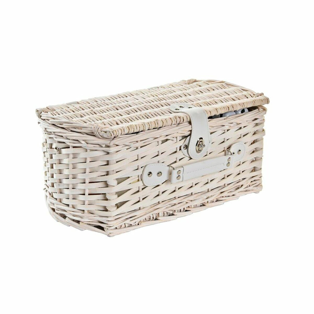Picknickkorb DKD Home Decor Weide Beige Weiß 44 x 28 x 19 cm für 4 Personen