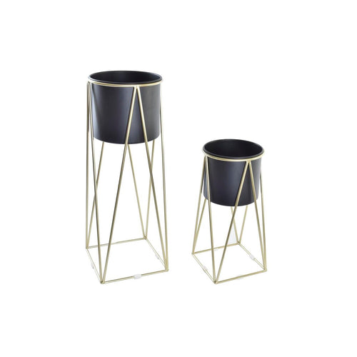 Blumentopf-Set DKD Home Decor Schwarz Gold Metall Modern 26 x 26 x 70 cm 2-teilig