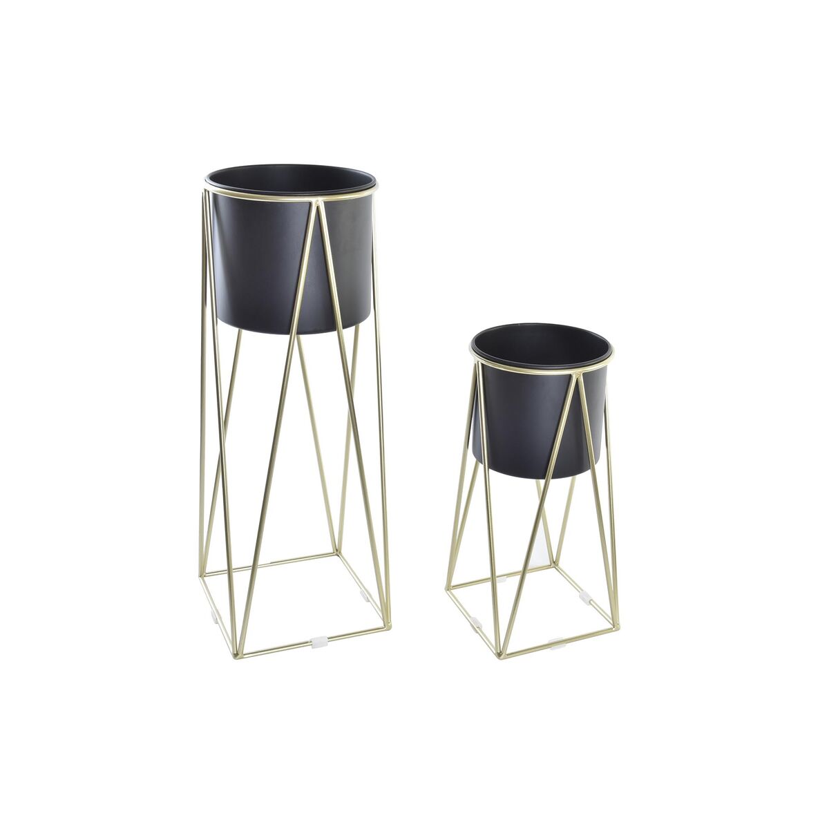 Blumentopf-Set DKD Home Decor Schwarz Gold Metall Modern 26 x 26 x 70 cm 2-teilig