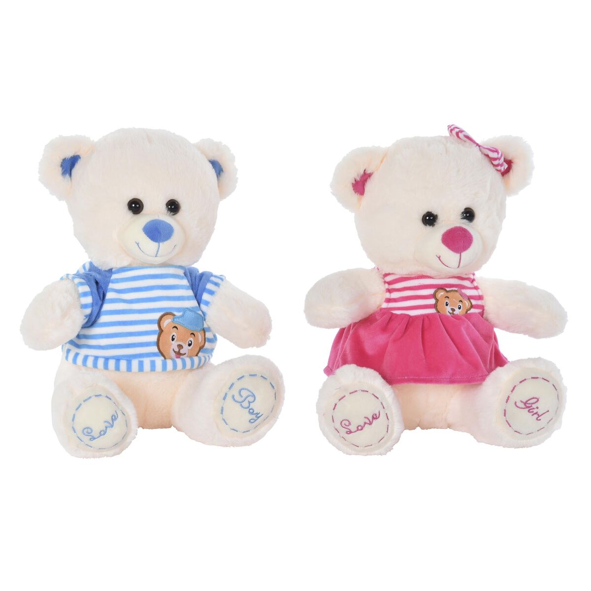 Teddybär DKD Home Decor Blau Beige Pink Kinder 27 x 20 x 30 cm 2er-Set