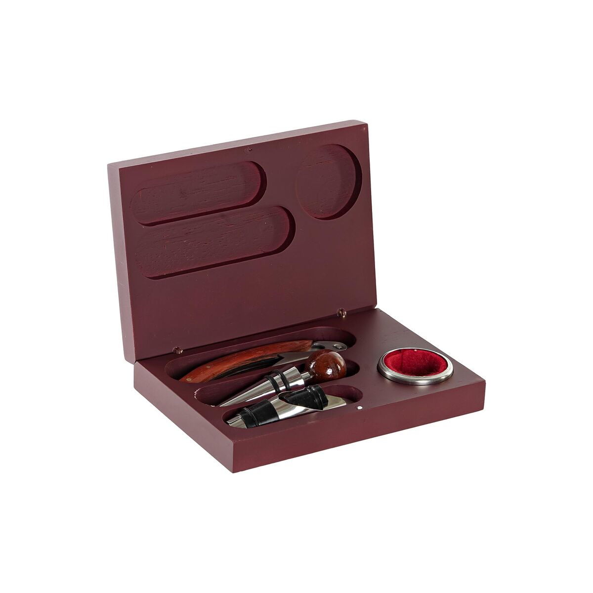 Weinzubehör-Set DKD Home Decor Dunkelbraun Holz 16 x 11 x 3,5 cm 4-teilig