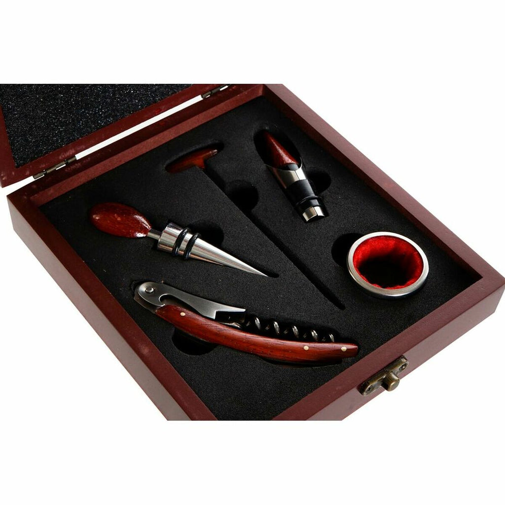 Weinzubehör-Set DKD Home Decor Silber Edelstahl/Holz 5-teilig 16,5 x 19 x 5 cm