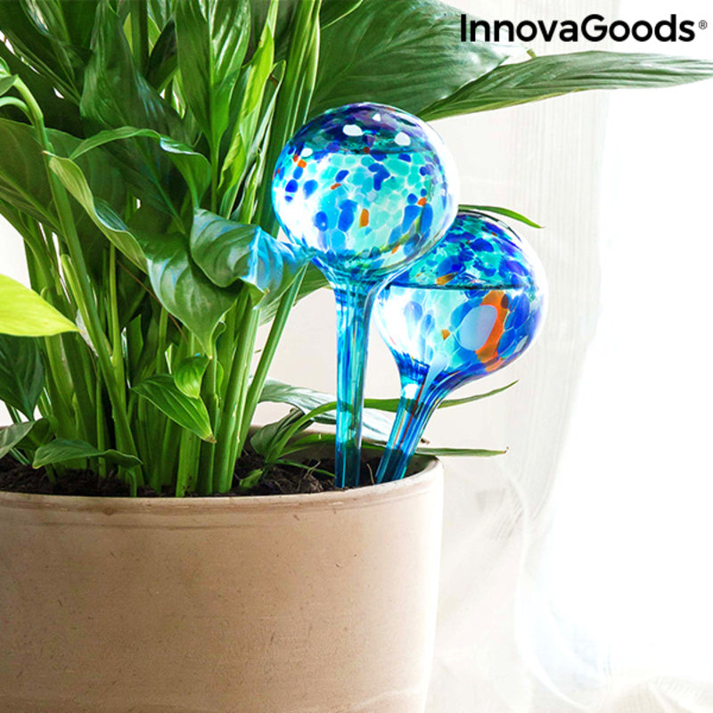 InnovaGoods Aqua·Loon Bewässerungskugeln aus Glas – 2 × 350 ml