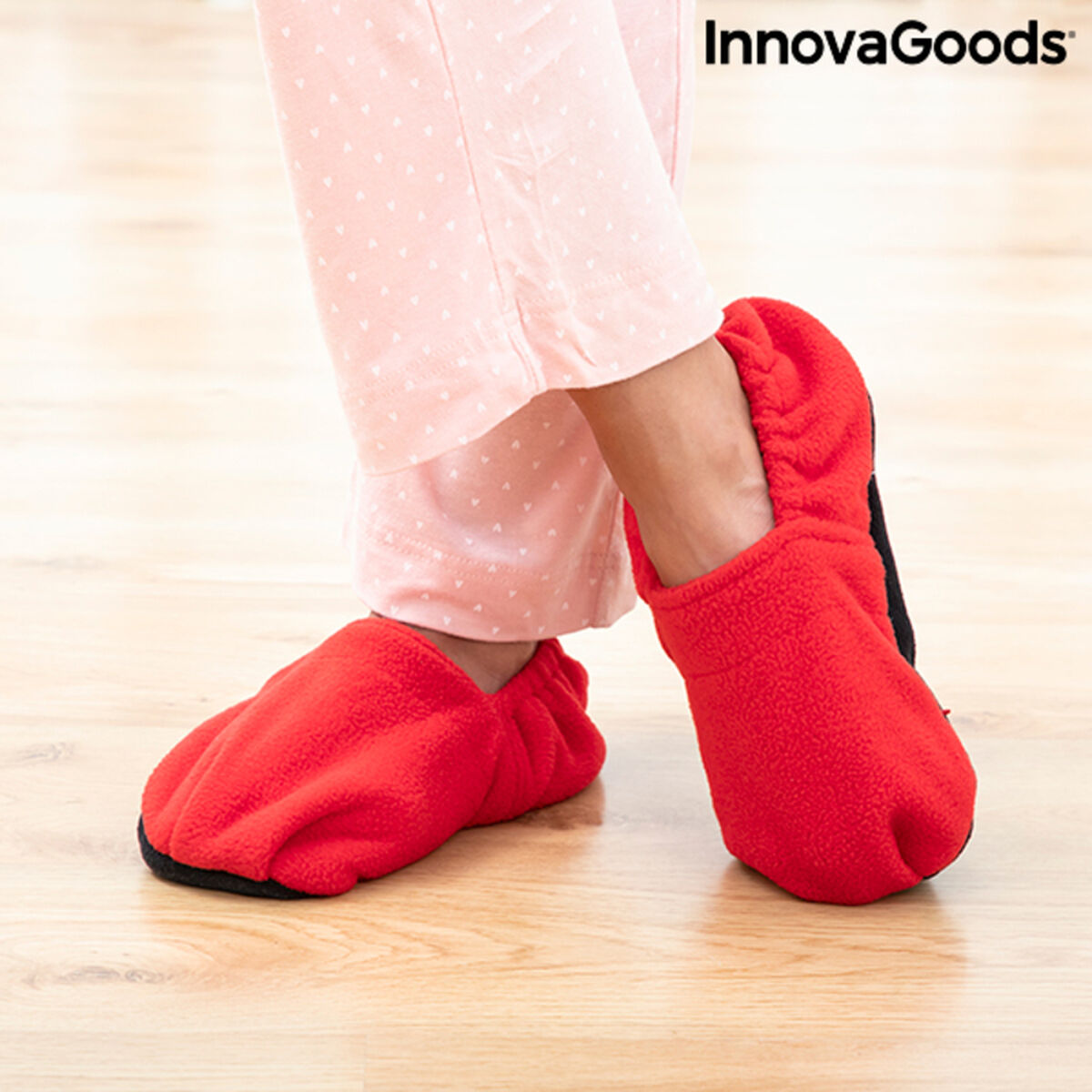 InnovaGoods Wärmepantoffeln mit herausnehmbaren Wärmebeuteln – Rot