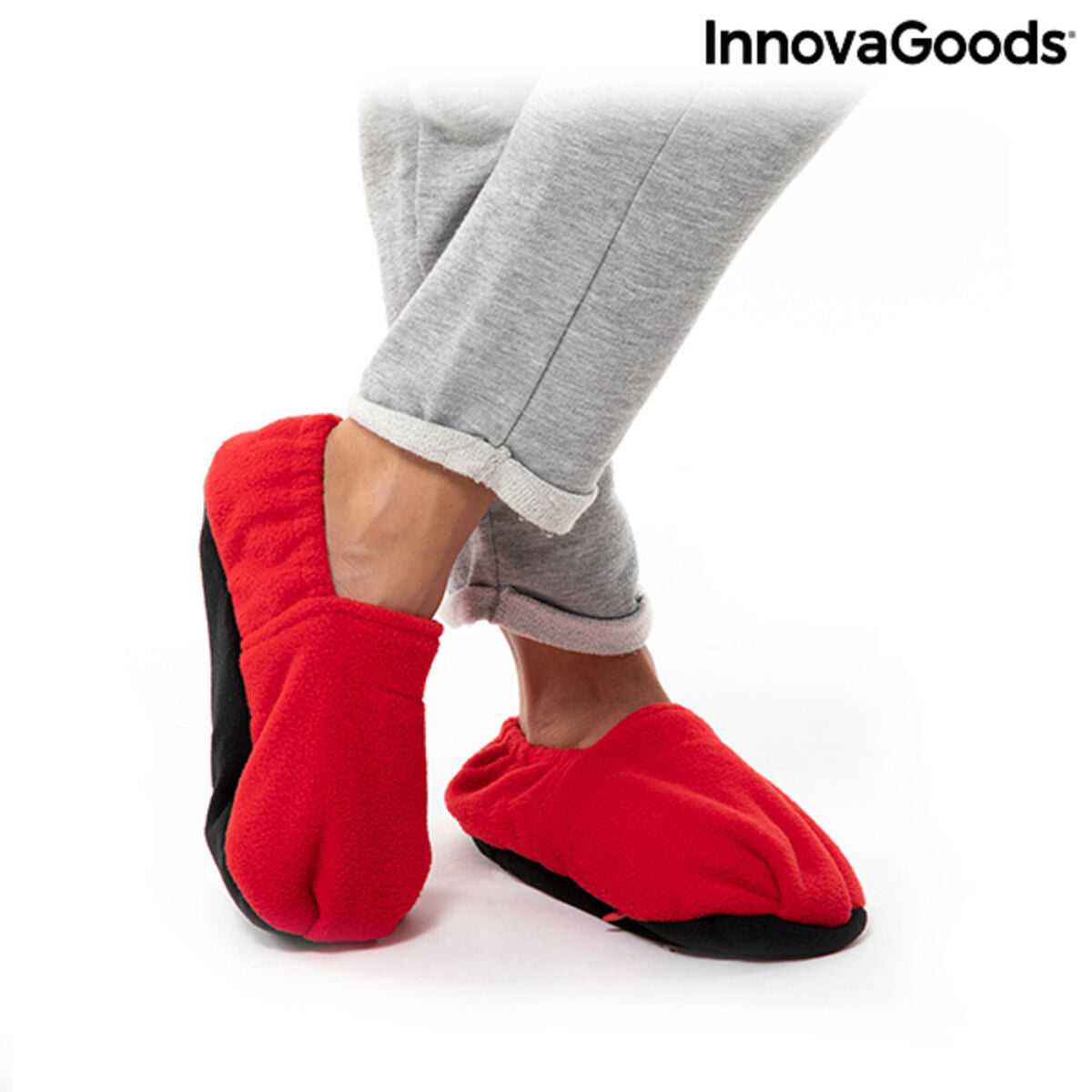 InnovaGoods Wärmepantoffeln mit herausnehmbaren Wärmebeuteln – Rot