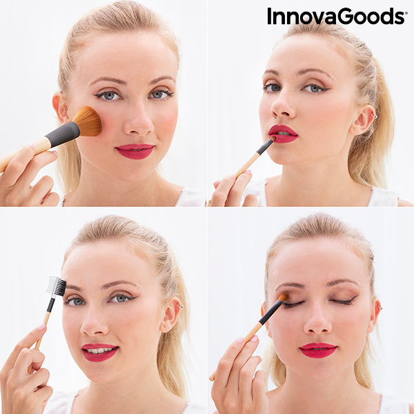 Make-up-Pinsel-Set mit Etui Miset InnovaGoods 5 Stück