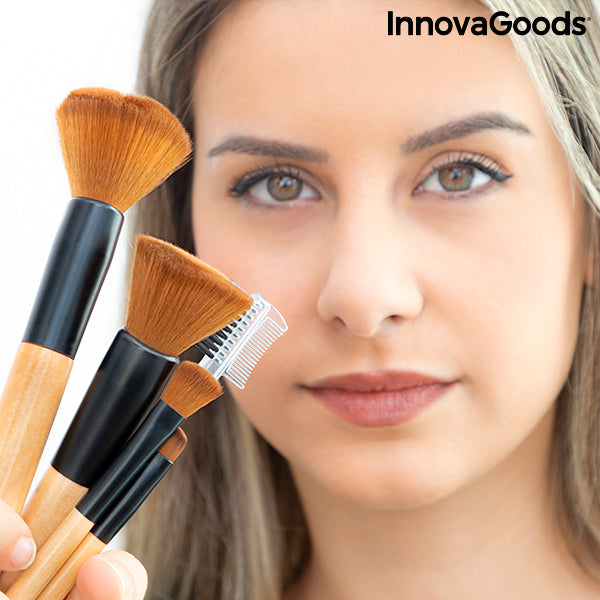 Make-up-Pinsel-Set mit Etui Miset InnovaGoods 5 Stück