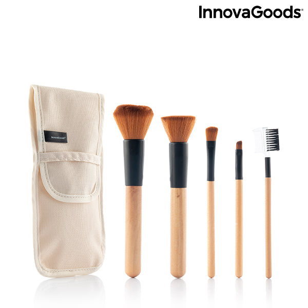 Make-up-Pinsel-Set mit Etui Miset InnovaGoods 5 Stück