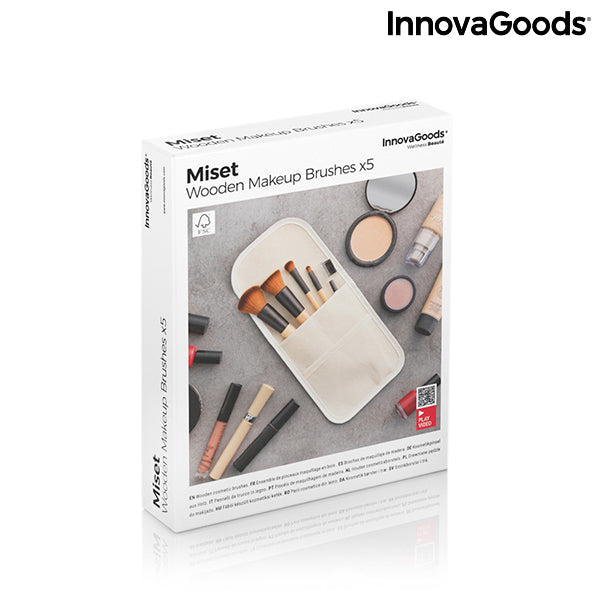 Make-up-Pinsel-Set mit Etui Miset InnovaGoods 5 Stück