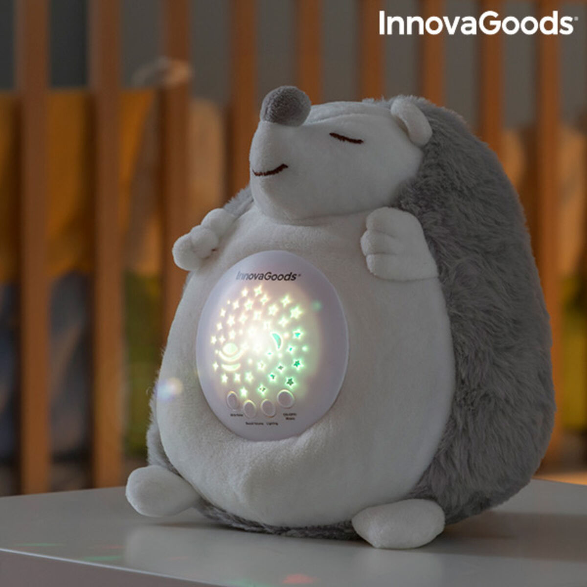 Igel-Kuscheltier mit Weißem Rauschen und Nachtlicht-Projektor Spikey InnovaGoods