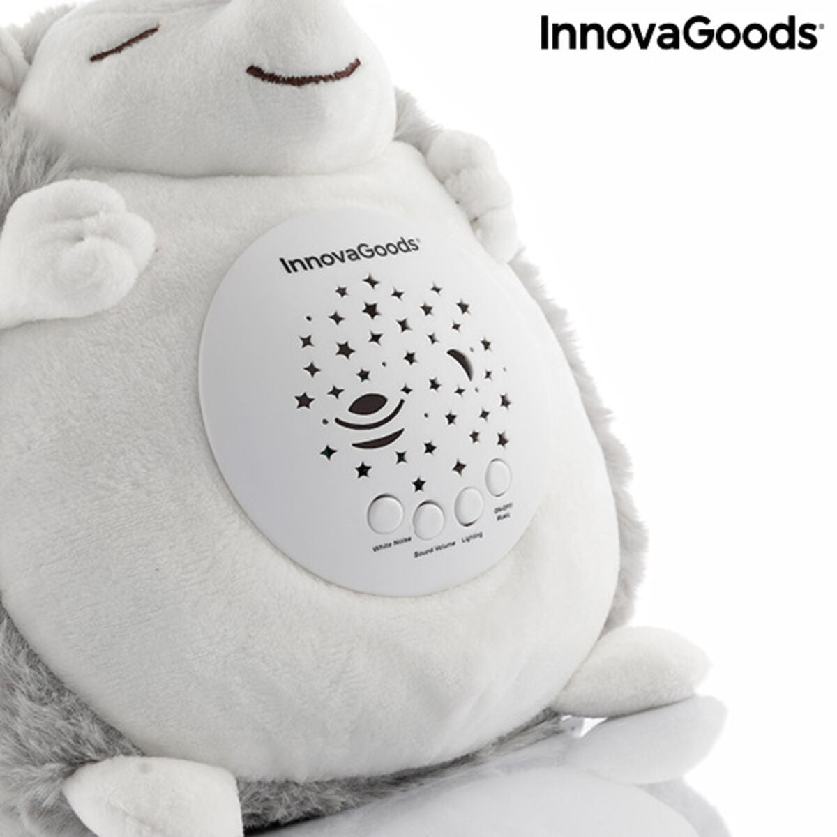 Igel-Kuscheltier mit Weißem Rauschen und Nachtlicht-Projektor Spikey InnovaGoods
