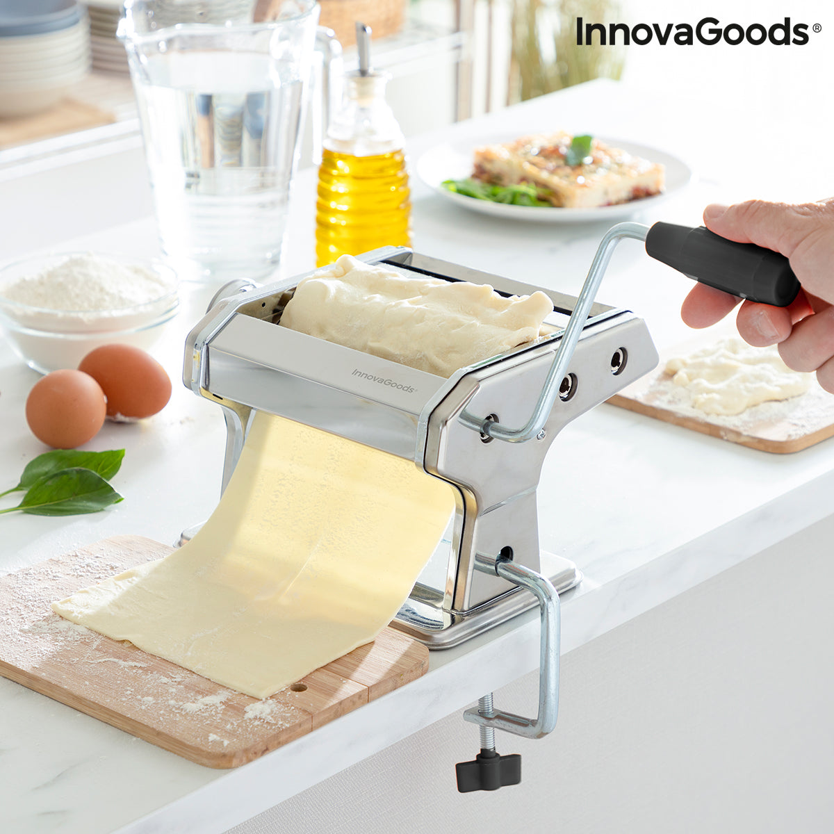 Nudelmaschine für frische Pasta mit Rezepten Frashta InnovaGoods Silber