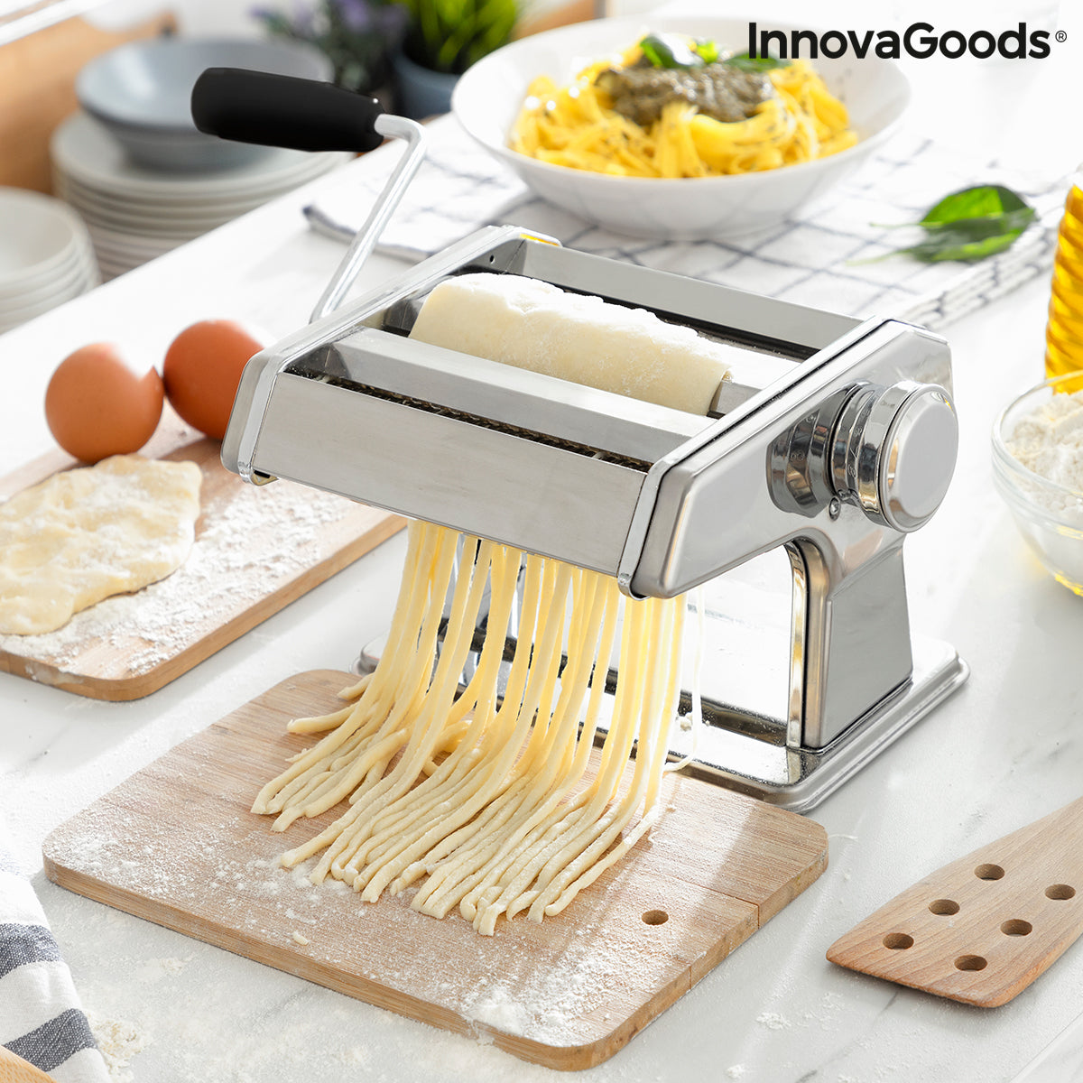 Nudelmaschine für frische Pasta mit Rezepten Frashta InnovaGoods Silber