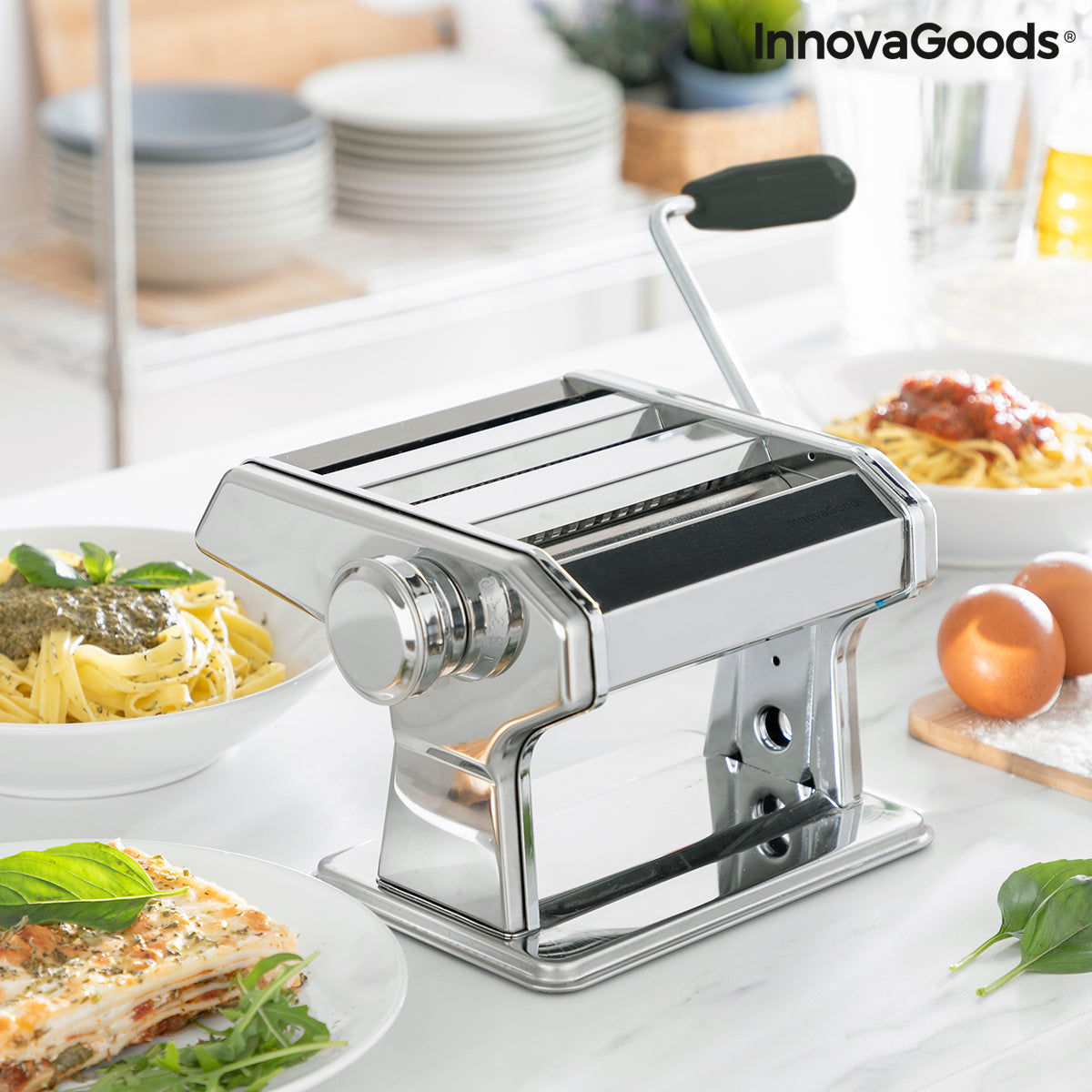 Nudelmaschine für frische Pasta mit Rezepten Frashta InnovaGoods Silber