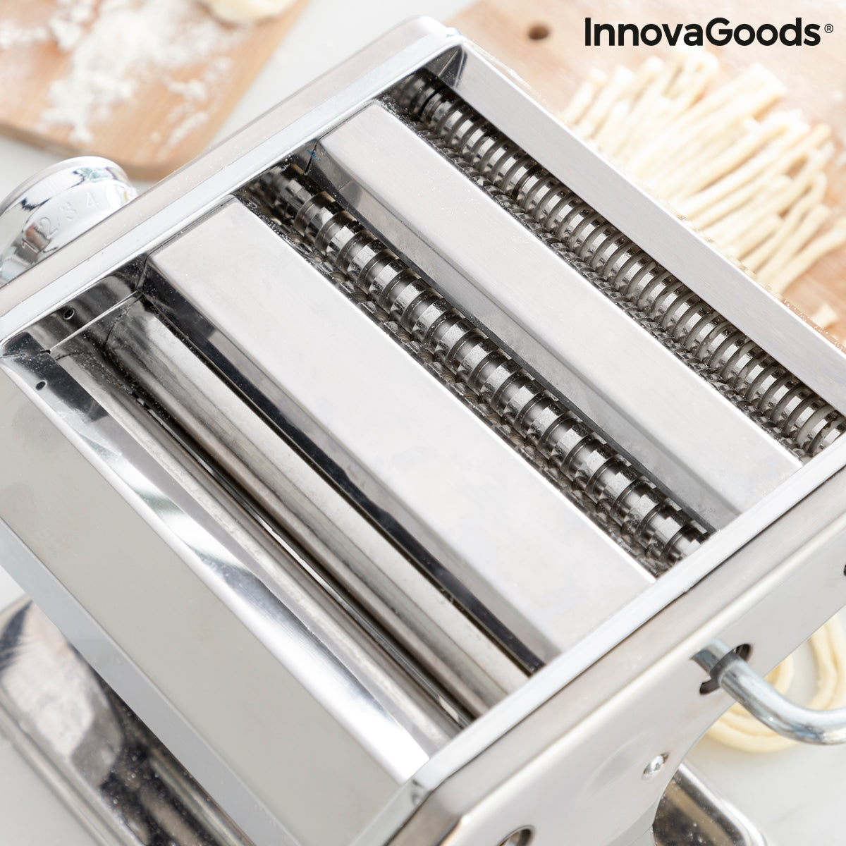 Nudelmaschine für frische Pasta mit Rezepten Frashta InnovaGoods Silber