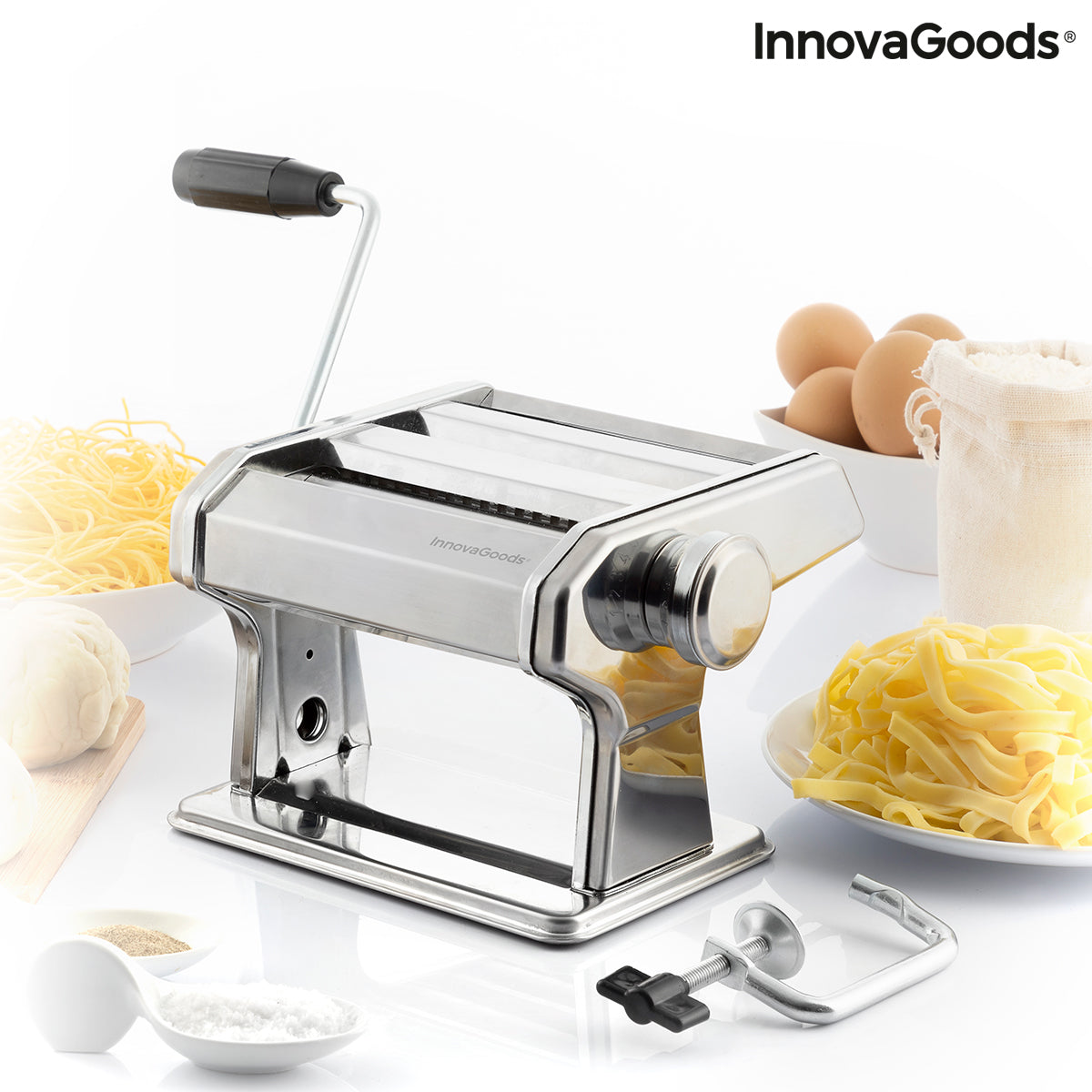 Nudelmaschine für frische Pasta mit Rezepten Frashta InnovaGoods Silber