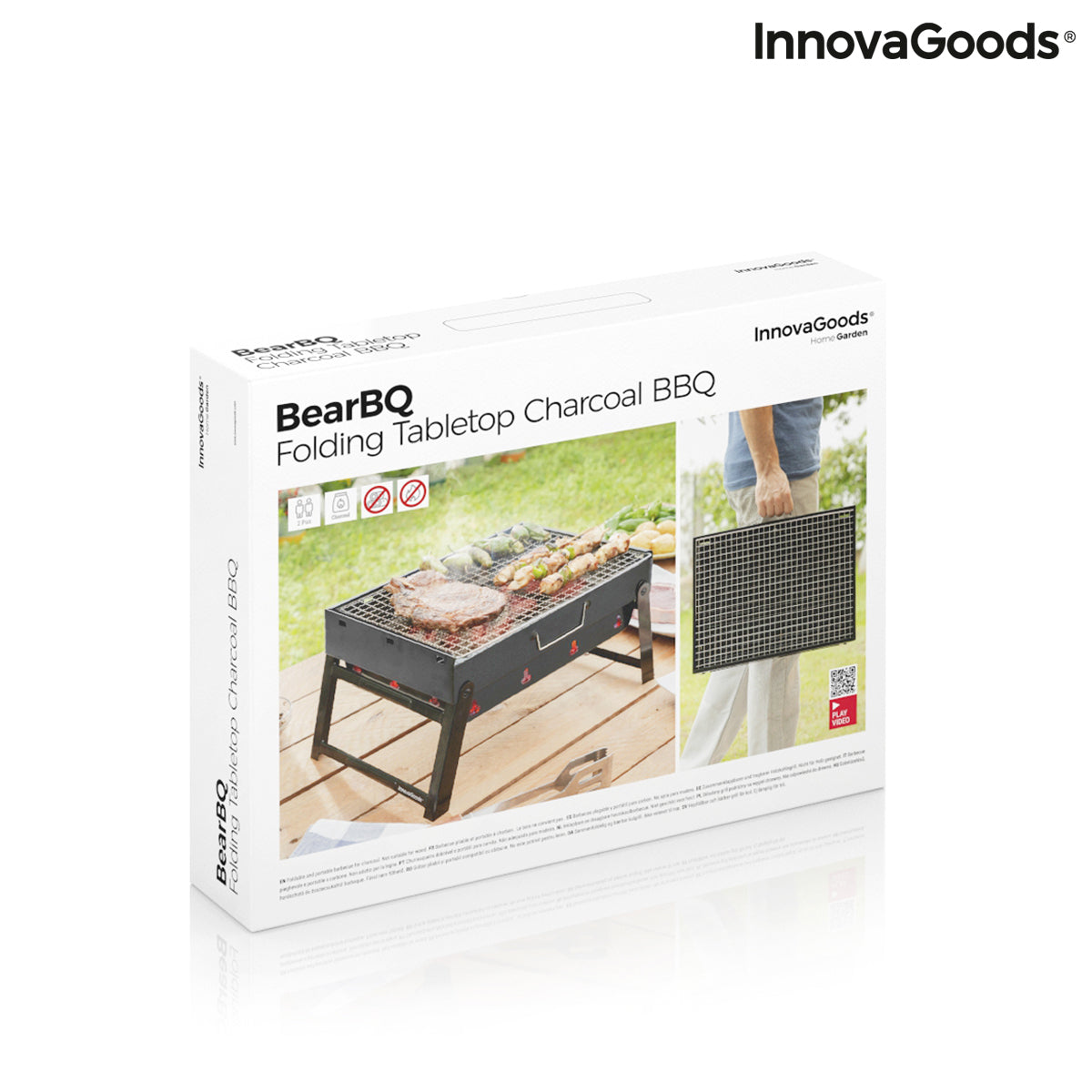 InnovaGoods BearBQ Klappbarer Holzkohlegrill für 2 Personen