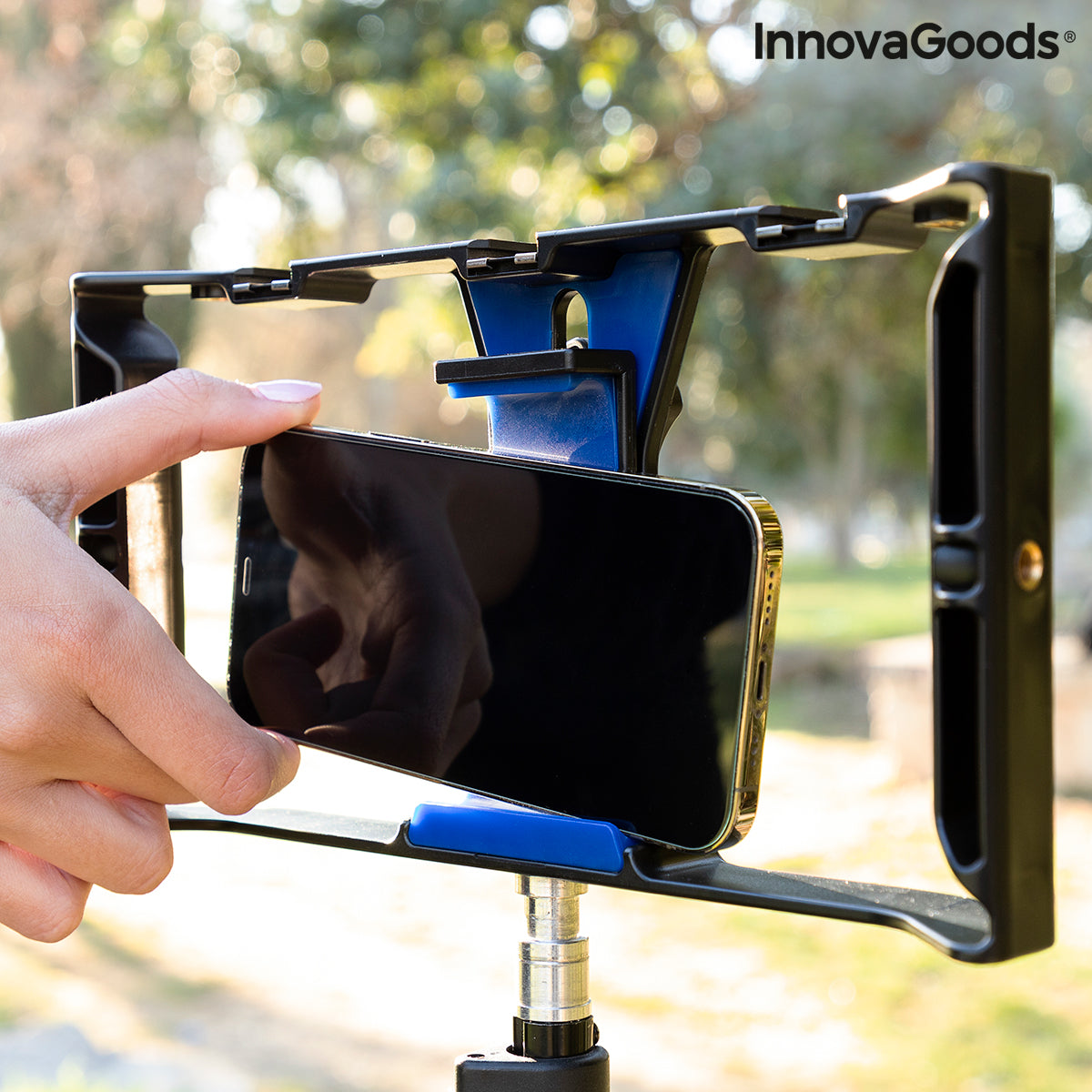InnovaGoods Stafect Smartphone-Halterung mit zwei Griffen und Stativbefestigung