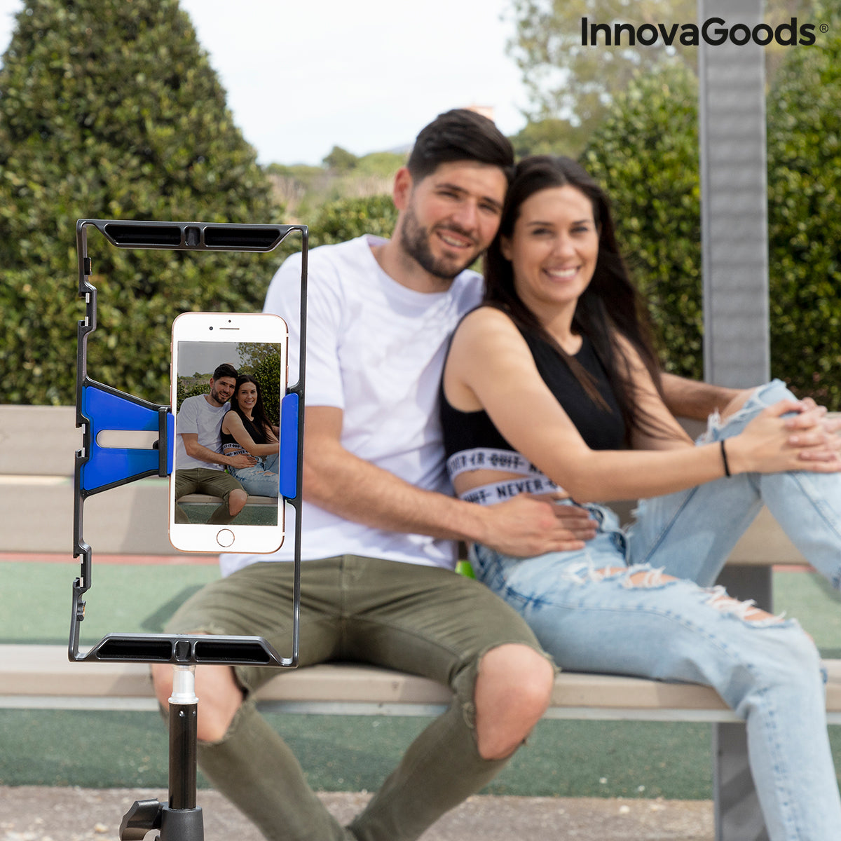 InnovaGoods Stafect Smartphone-Halterung mit zwei Griffen und Stativbefestigung