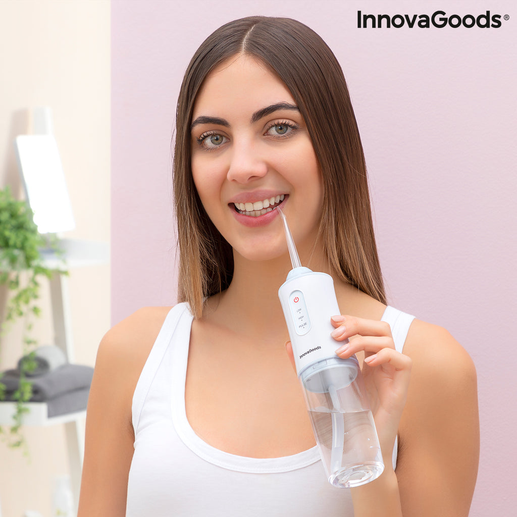 InnovaGoods Denter Munddusche elektrisch kabellos – 220 ml, IPX7, 3 Modi, 4 Aufsteckdüsen