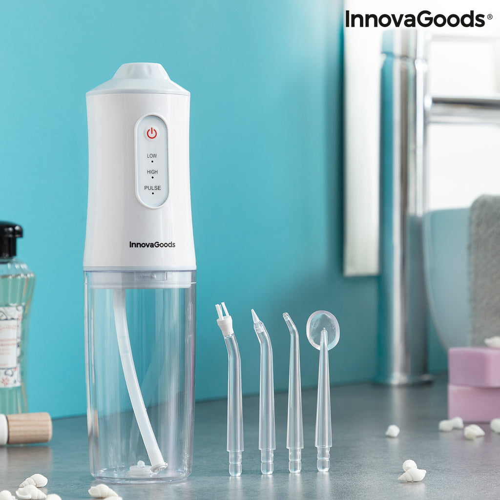 InnovaGoods Denter Munddusche elektrisch kabellos – 220 ml, IPX7, 3 Modi, 4 Aufsteckdüsen