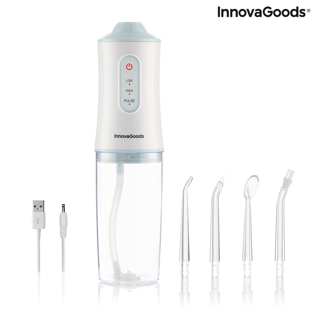 InnovaGoods Denter Munddusche elektrisch kabellos – 220 ml, IPX7, 3 Modi, 4 Aufsteckdüsen