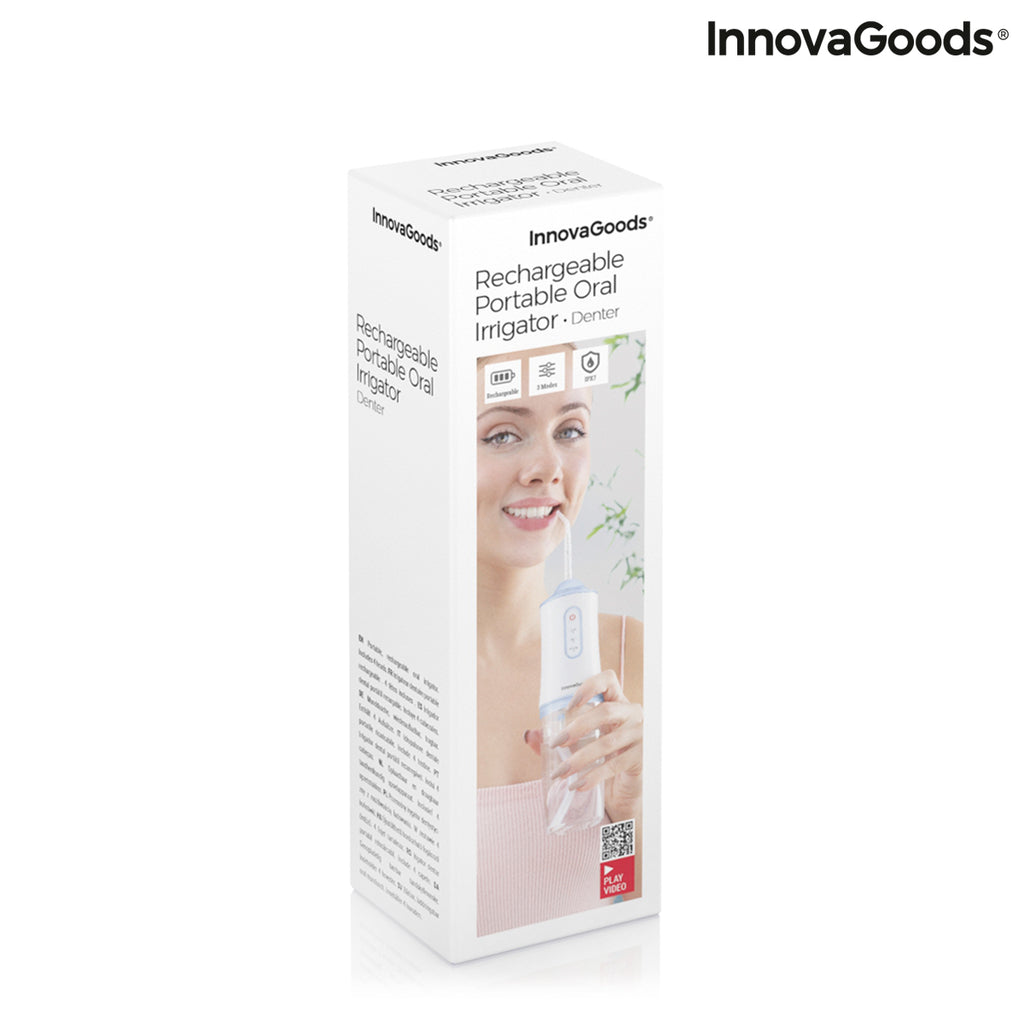 InnovaGoods Denter Munddusche elektrisch kabellos – 220 ml, IPX7, 3 Modi, 4 Aufsteckdüsen