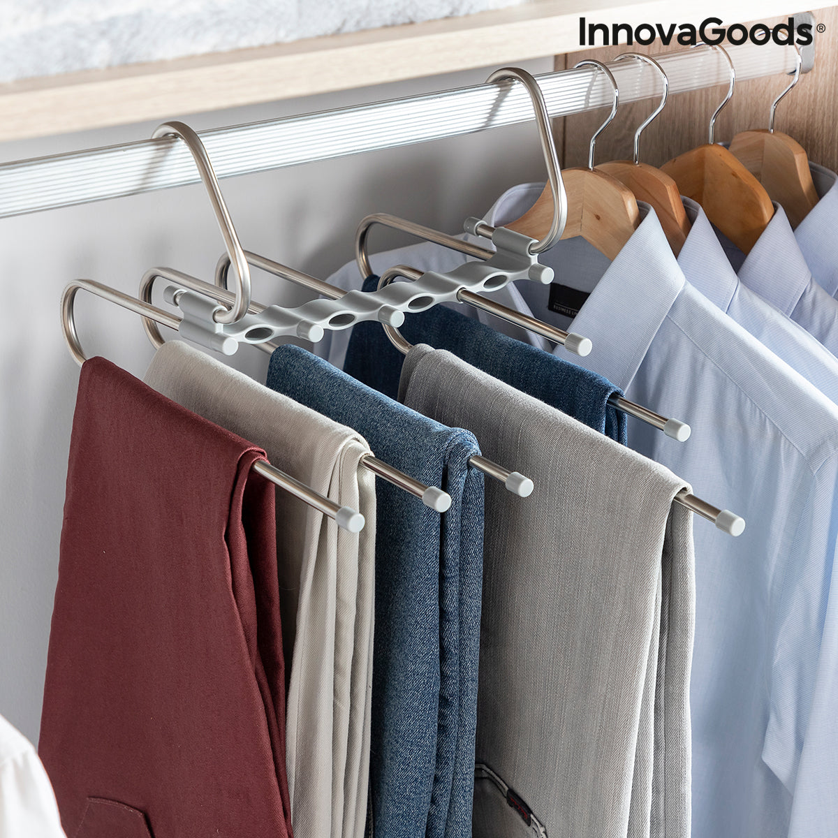 InnovaGoods Havser 5-in-1-Hosenbügel mit beweglichen Stangen