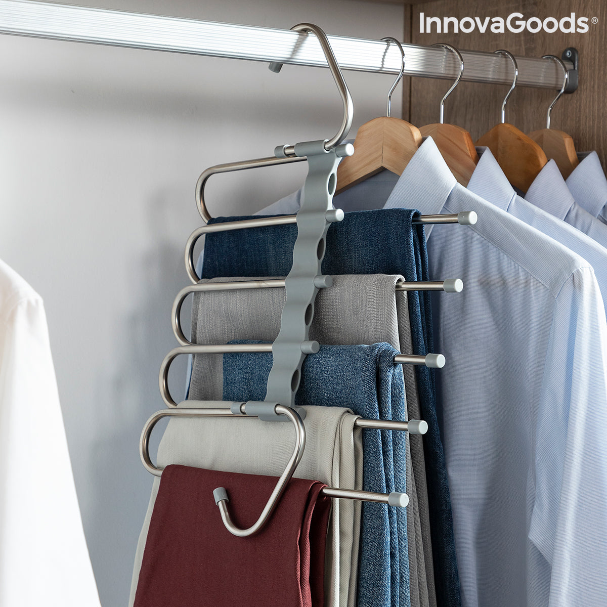 InnovaGoods Havser 5-in-1-Hosenbügel mit beweglichen Stangen