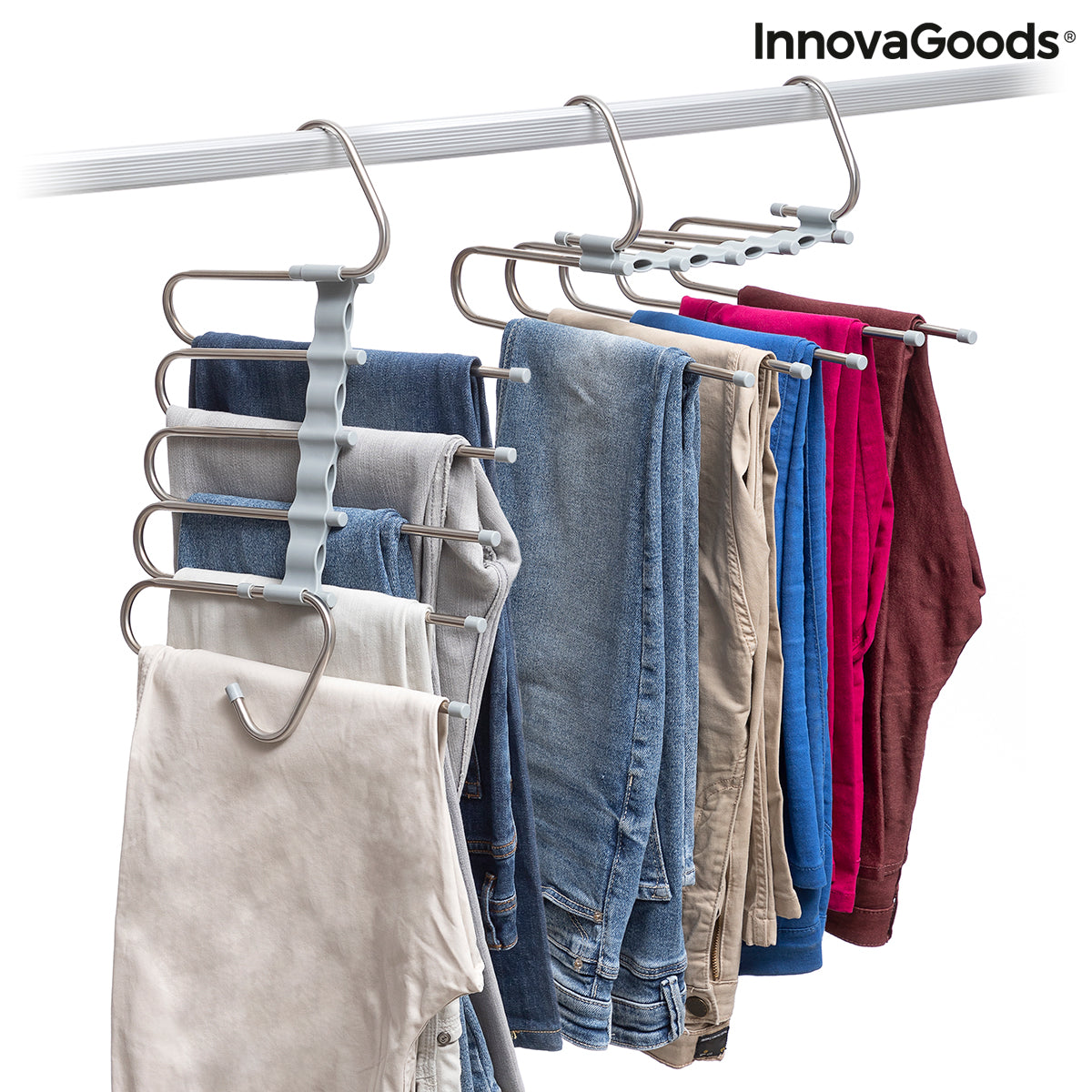 InnovaGoods Havser 5-in-1-Hosenbügel mit beweglichen Stangen