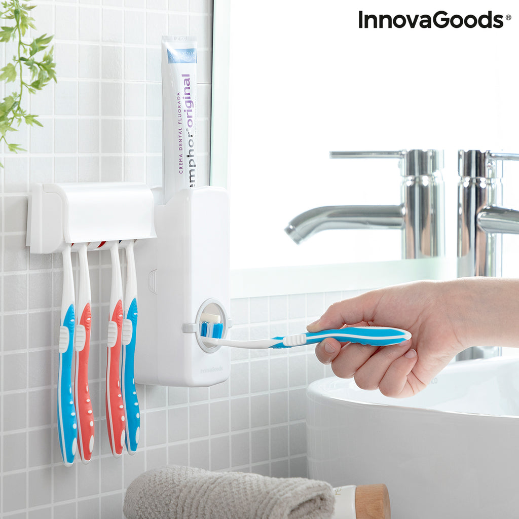 InnovaGoods Diseeth Zahnpastaspender mit Halter für 5 Zahnbürsten