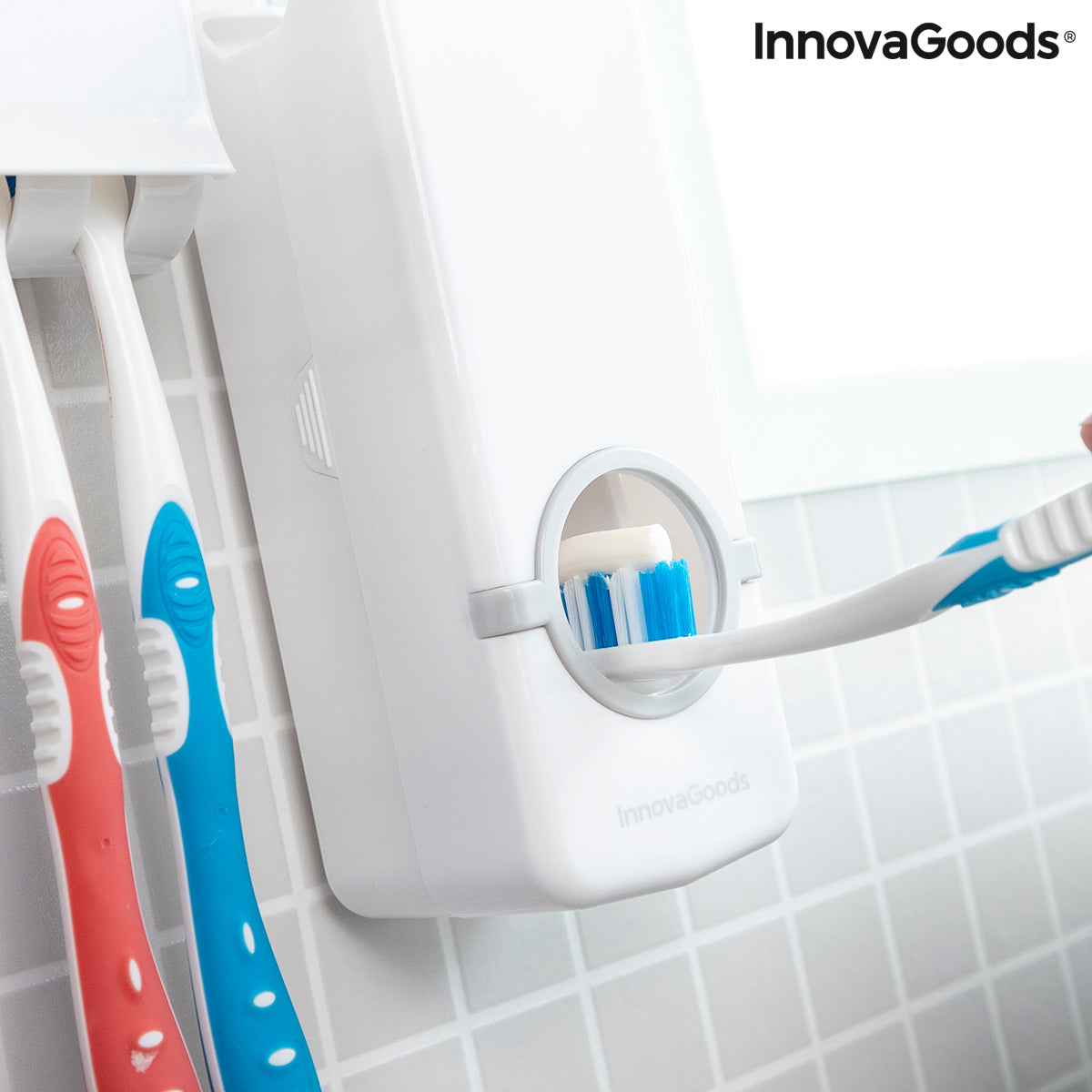 InnovaGoods Diseeth Zahnpastaspender mit Halter für 5 Zahnbürsten