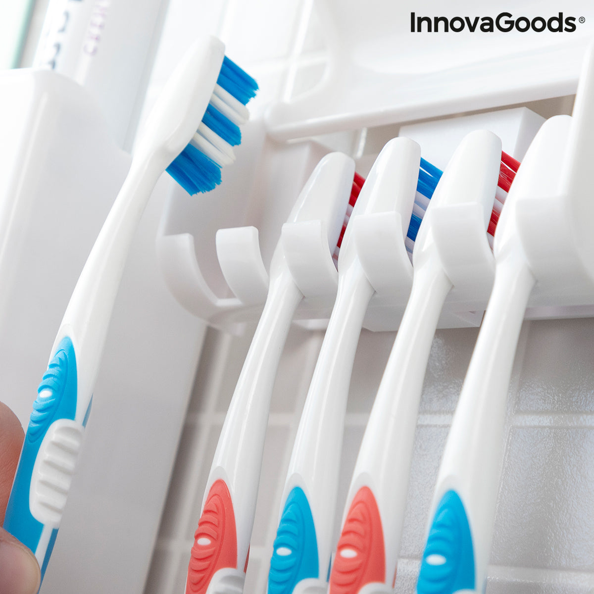 InnovaGoods Diseeth Zahnpastaspender mit Halter für 5 Zahnbürsten