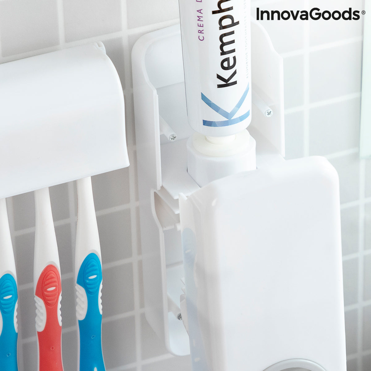 InnovaGoods Diseeth Zahnpastaspender mit Halter für 5 Zahnbürsten