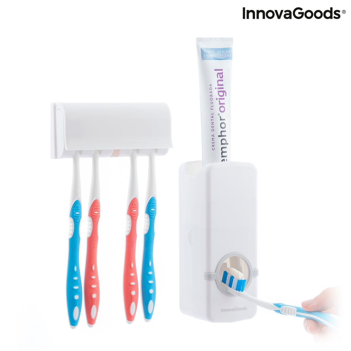 InnovaGoods Diseeth Zahnpastaspender mit Halter für 5 Zahnbürsten