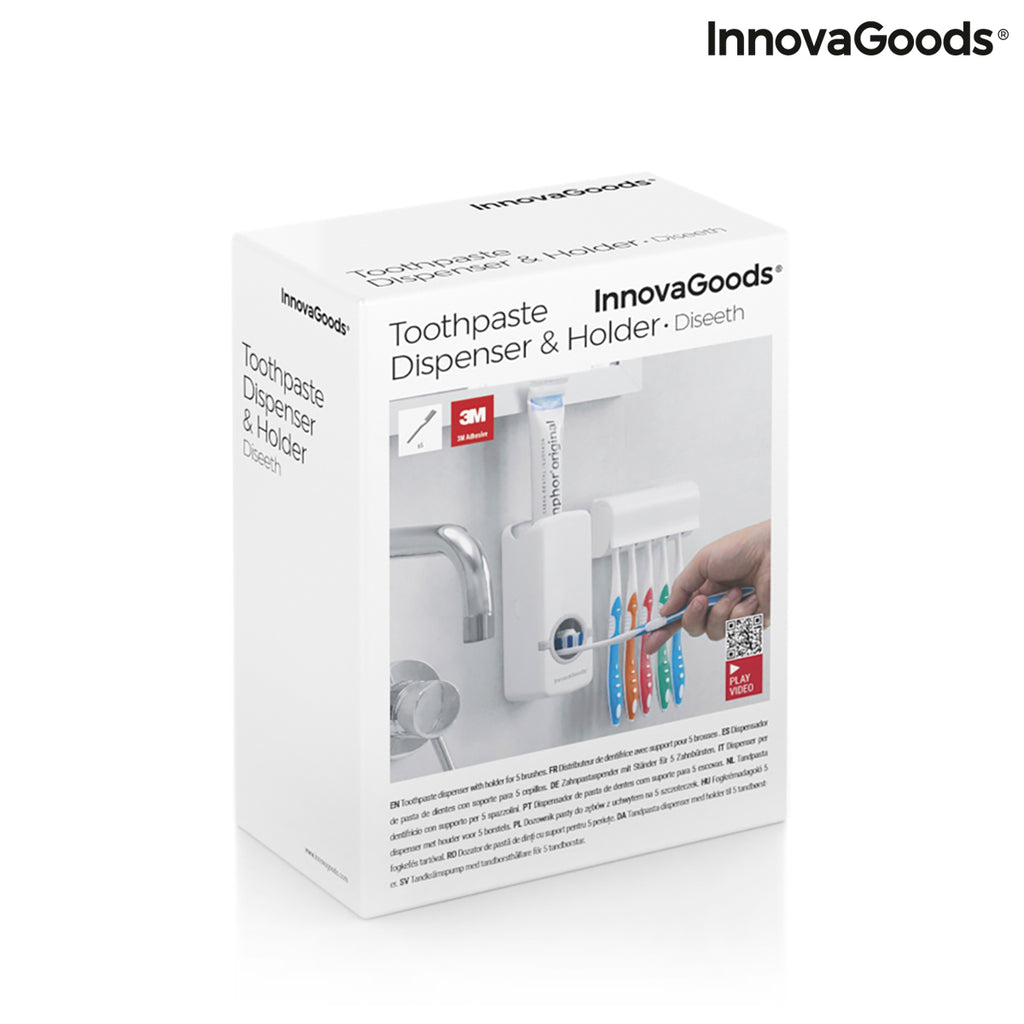 InnovaGoods Diseeth Zahnpastaspender mit Halter für 5 Zahnbürsten