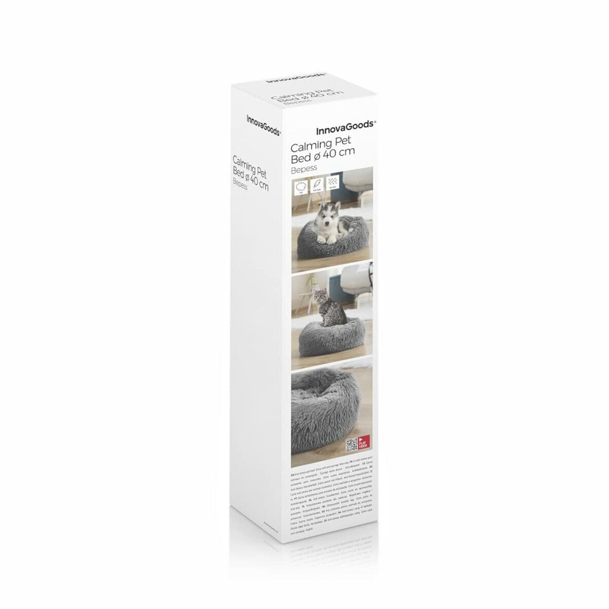 InnovaGoods Bepess Kuscheliges Haustierbett – Ø 60 cm, Grau