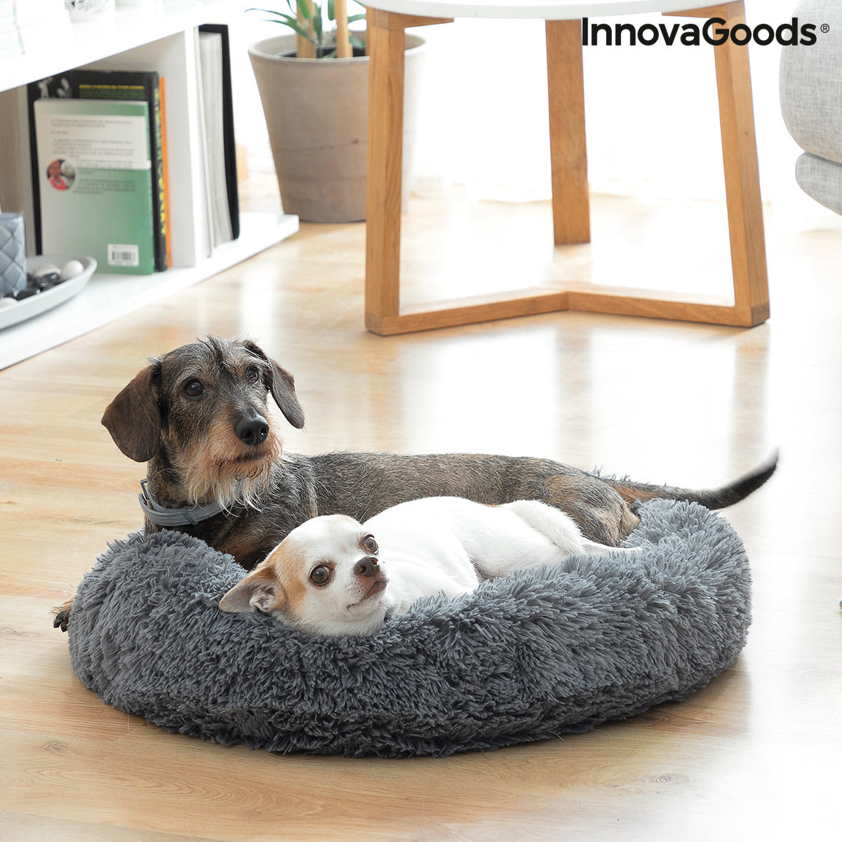 InnovaGoods Bepess Kuscheliges Haustierbett – Ø 60 cm, Grau