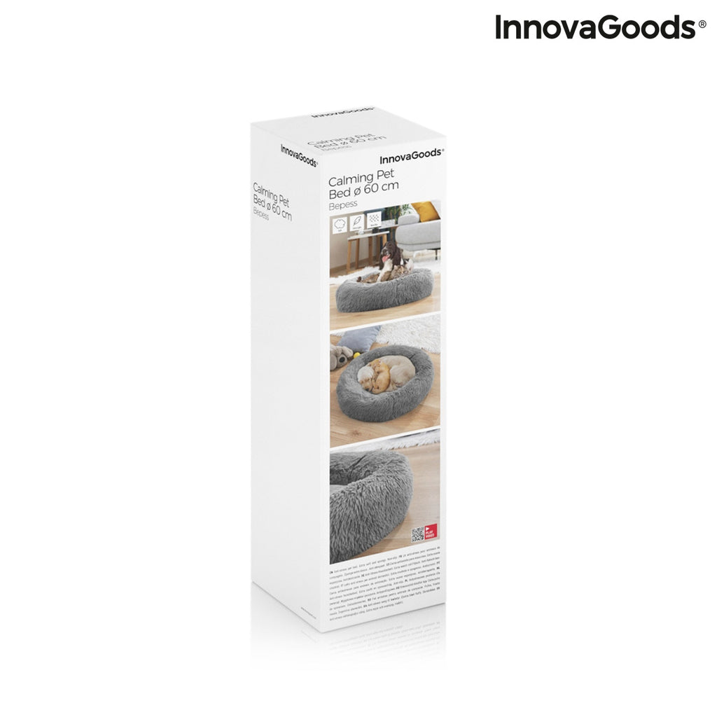 InnovaGoods Bepess Kuscheliges Haustierbett – Ø 60 cm, Grau