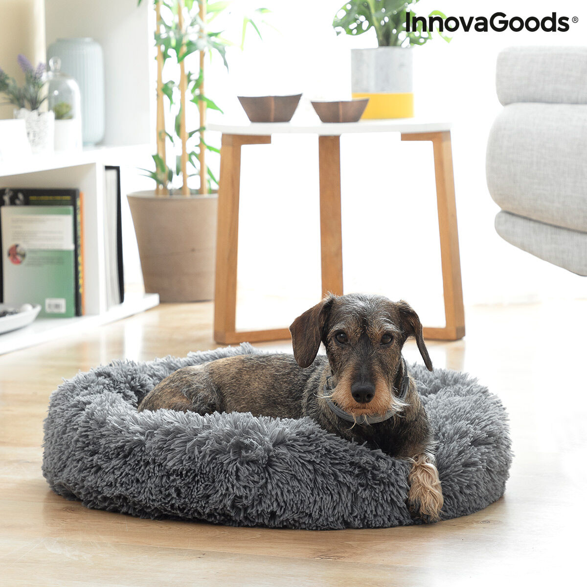 InnovaGoods Bepess Kuscheliges Haustierbett – Ø 60 cm, Grau